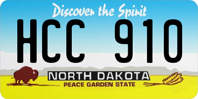 ND license plate HCC910