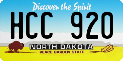 ND license plate HCC920