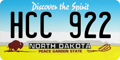 ND license plate HCC922