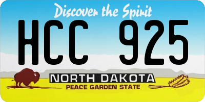 ND license plate HCC925