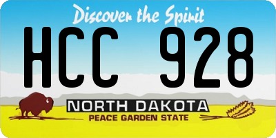 ND license plate HCC928