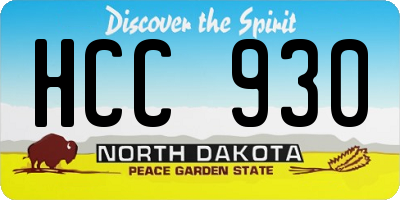 ND license plate HCC930