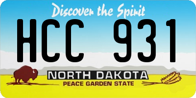 ND license plate HCC931