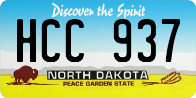 ND license plate HCC937