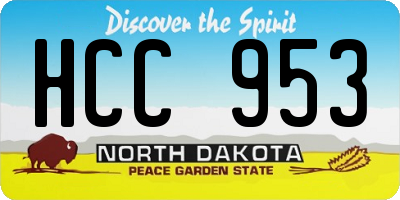 ND license plate HCC953