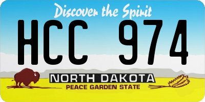 ND license plate HCC974