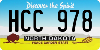 ND license plate HCC978