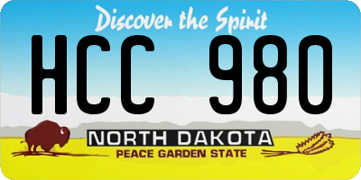 ND license plate HCC980