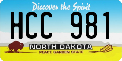 ND license plate HCC981