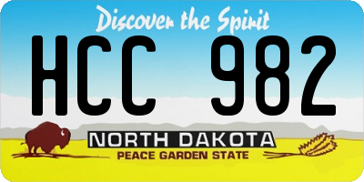 ND license plate HCC982