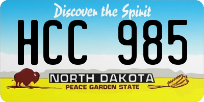 ND license plate HCC985