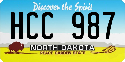 ND license plate HCC987