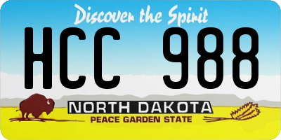 ND license plate HCC988