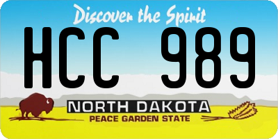 ND license plate HCC989