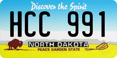 ND license plate HCC991