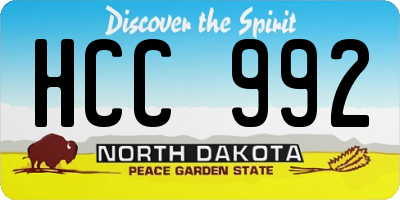 ND license plate HCC992