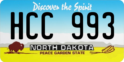 ND license plate HCC993