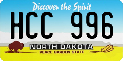 ND license plate HCC996