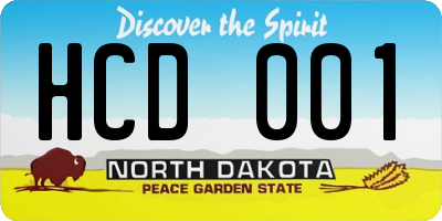 ND license plate HCD001