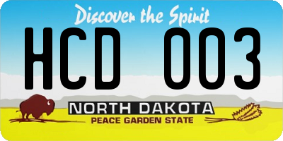 ND license plate HCD003