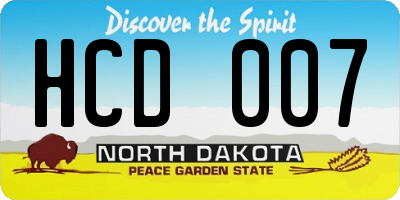 ND license plate HCD007