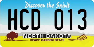 ND license plate HCD013