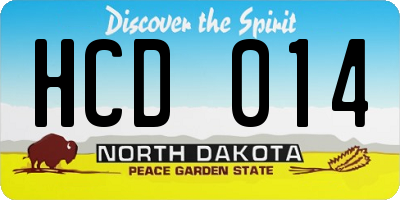 ND license plate HCD014