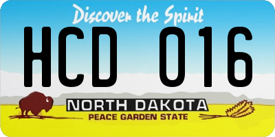 ND license plate HCD016