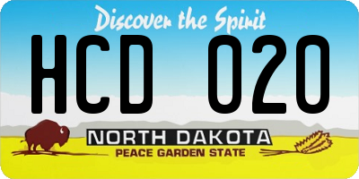 ND license plate HCD020