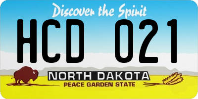 ND license plate HCD021