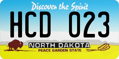 ND license plate HCD023