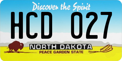 ND license plate HCD027