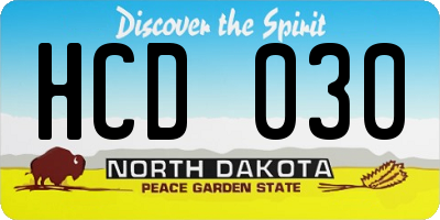 ND license plate HCD030