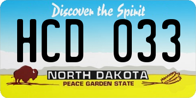 ND license plate HCD033