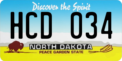 ND license plate HCD034