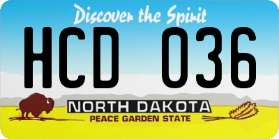 ND license plate HCD036