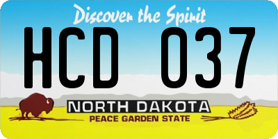 ND license plate HCD037