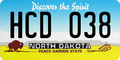 ND license plate HCD038