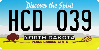 ND license plate HCD039