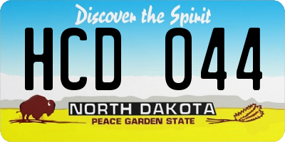 ND license plate HCD044