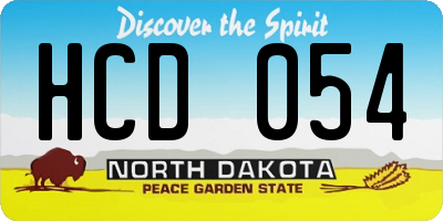 ND license plate HCD054