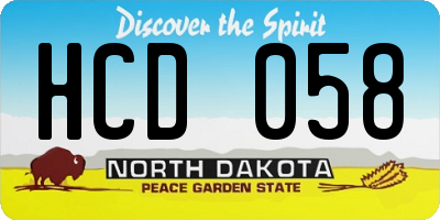 ND license plate HCD058