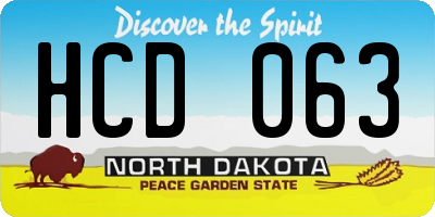 ND license plate HCD063