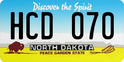 ND license plate HCD070