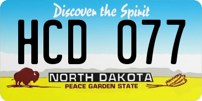 ND license plate HCD077