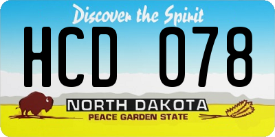 ND license plate HCD078