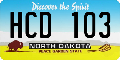 ND license plate HCD103