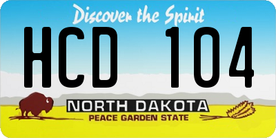 ND license plate HCD104