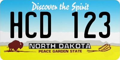 ND license plate HCD123