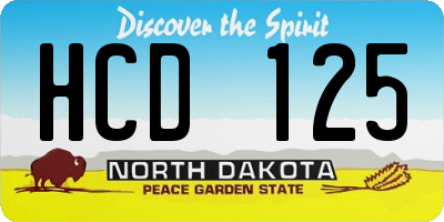 ND license plate HCD125